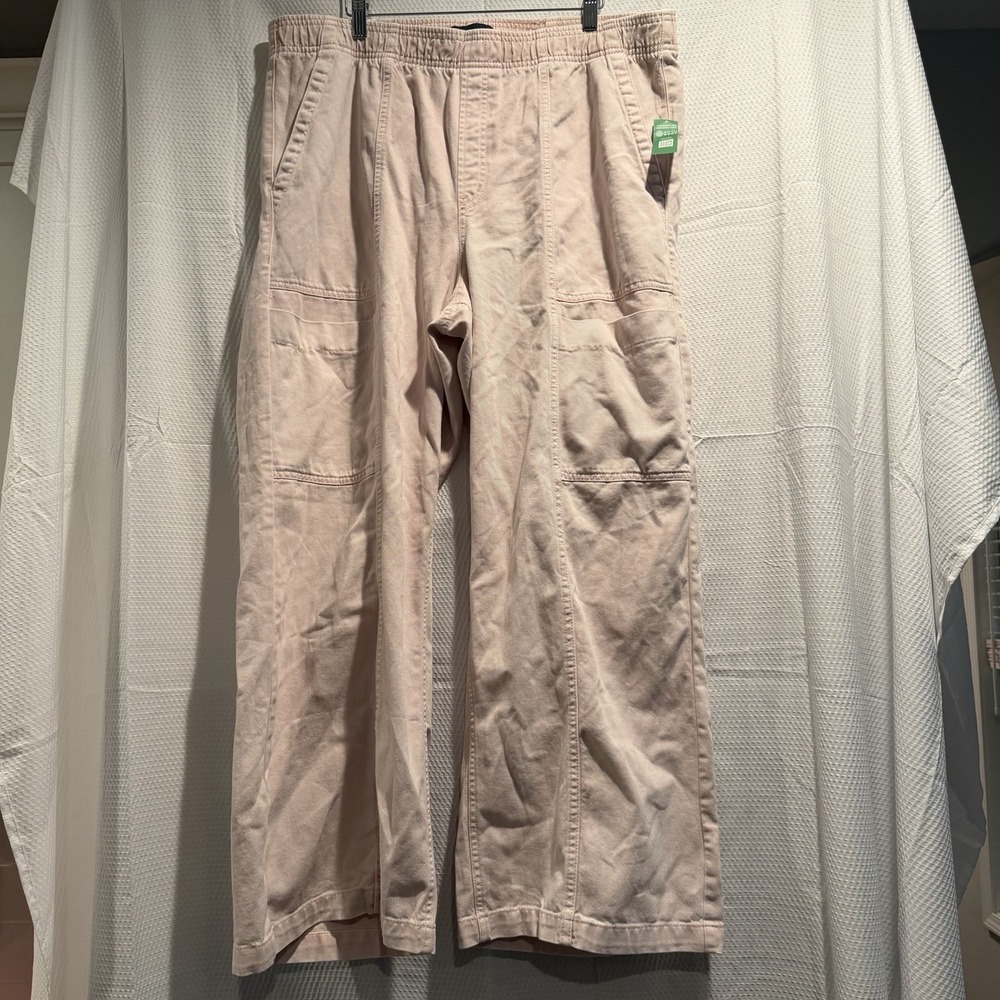 Gap Denim High Rise Wide Leg Pull On Pants XL Rose Pink Jeans Cotton Cargo NWT